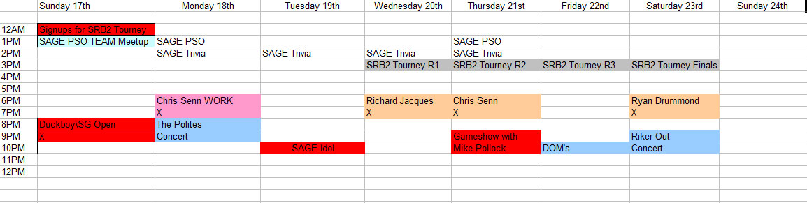 SAGE Schedule